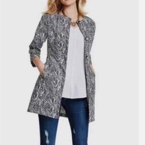 CAbi Gray Patterned Open-Front Trench Coat